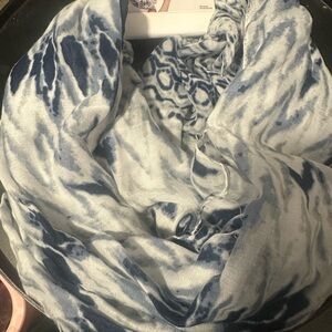 Blue and White Tie-Dye Scarf